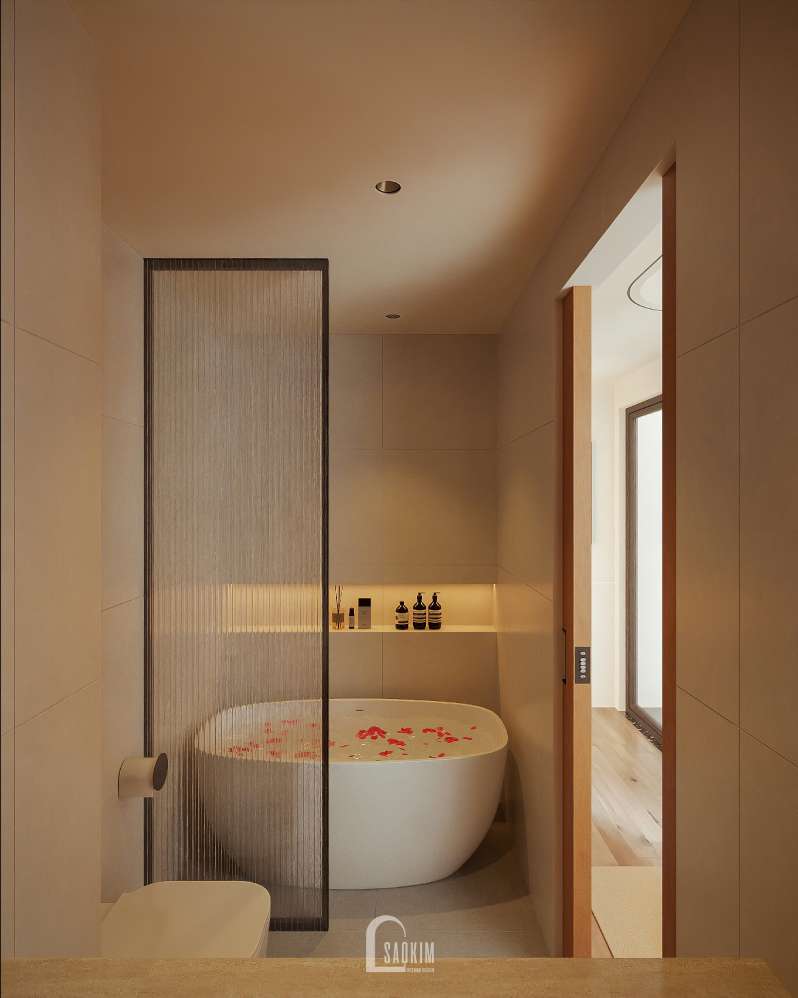 Thiết kế nội thất phòng tắm, wc tại chung cư 60m2 Masteri Vinhomes Ocean Park
